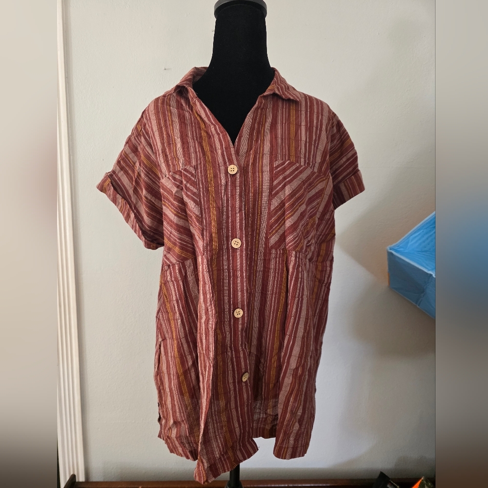 a.n.a Multicolor Striped Button Down Shirt